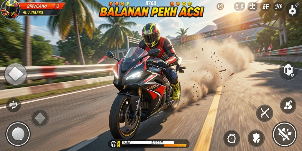 Tampilan gameplay balap motor yang mendebarkan dari 8768.