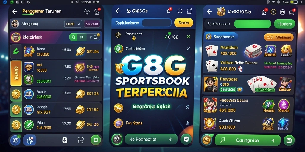 Tampilan antarmuka pengguna aplikasi Sportsbook 8G8G yang menarik.