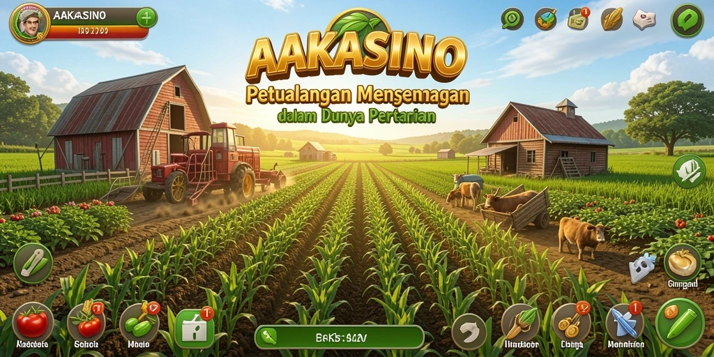 Screenshot gameplay AAKASINO yang menunjukkan aktivitas pertanian yang seru.
