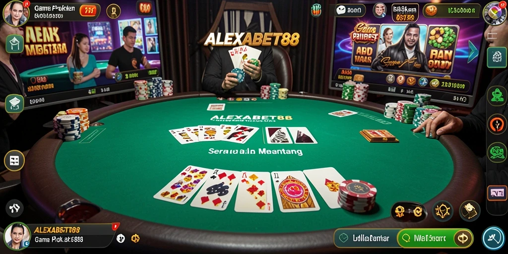 Screenshot ALEXABET88 menampilkan gameplay poker yang intens dan mendebarkan.