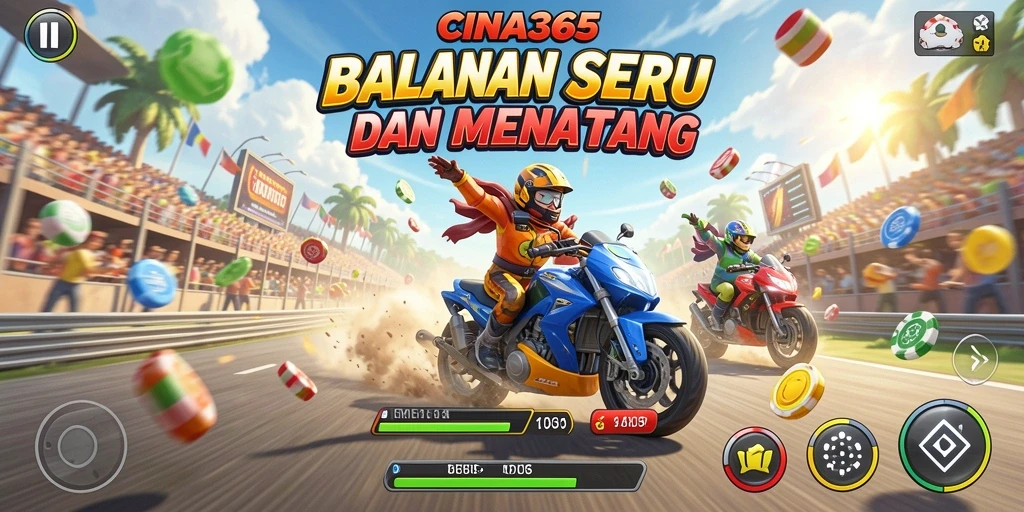 Screenshot CINA365 menampilkan aksi balapan yang mendebarkan.