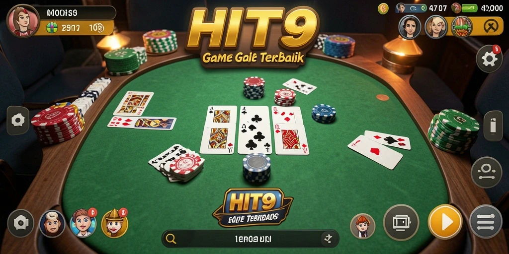 Tampilan gameplay HIT9 yang seru dan interaktif dalam permainan Gaple.