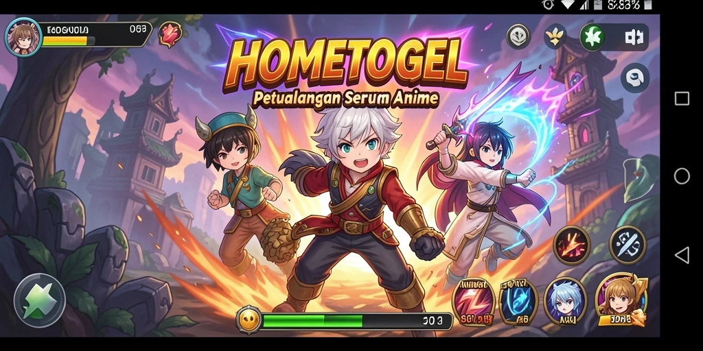 Tangkapan layar permainan HOMETOGEL menampilkan aksi karakter Anime yang mendebarkan.