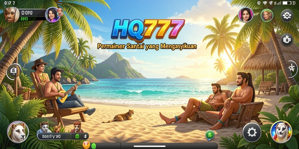 Tampilan gameplay HQ777 dengan desain menarik dan ceria.
