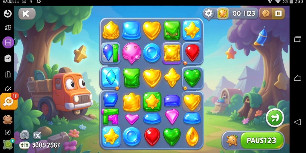 Tampilan gameplay seru dari PAUS123 dengan match-3 yang menantang.