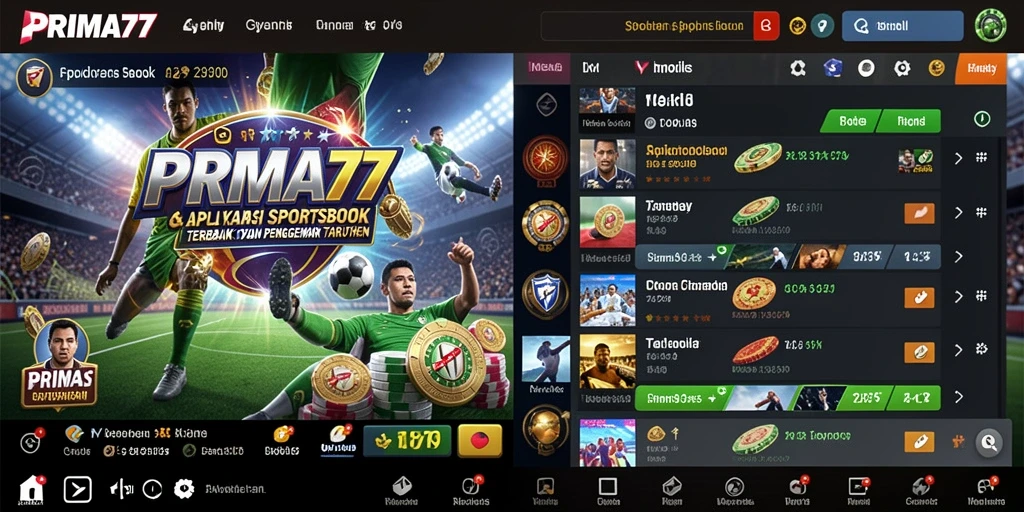Tampilan utama PRIMA77 dengan interface taruhan olahraga yang menarik.