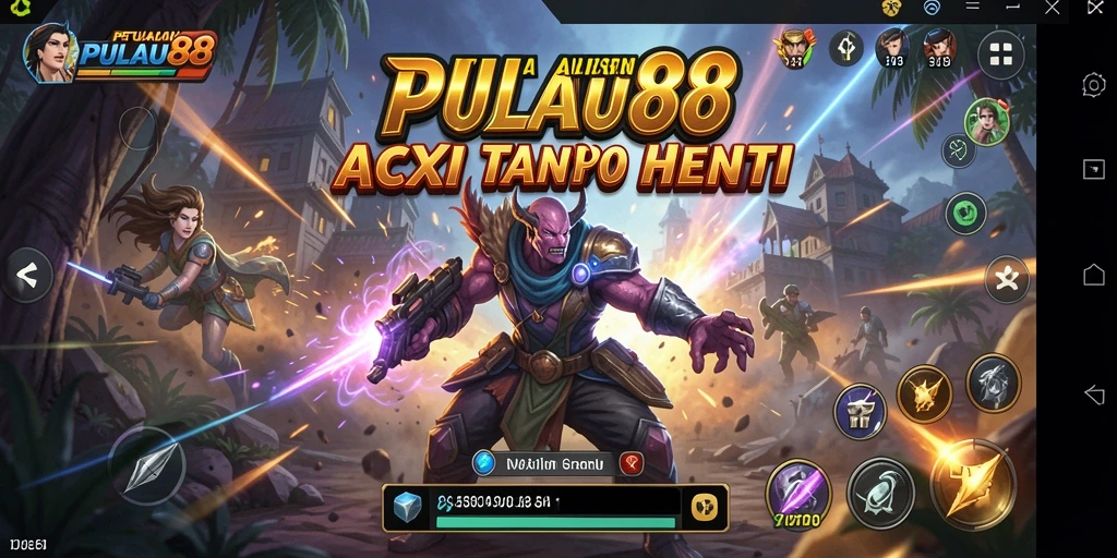 Screenshot utama PULAU88 menampilkan aksi pertempuran seru yang mendebarkan.