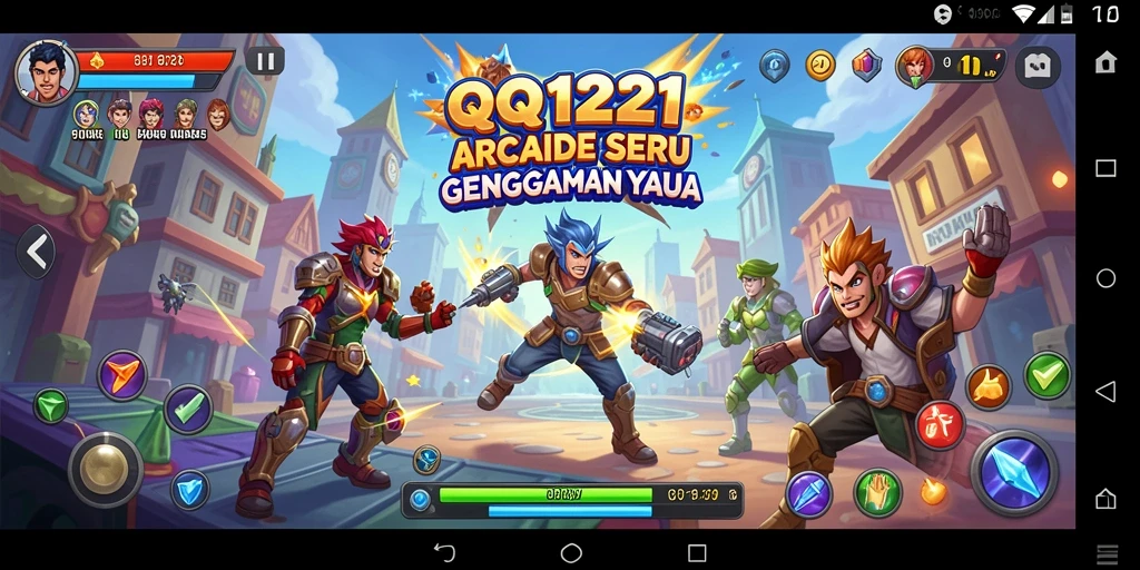 Tangkapan layar dari game QQ1221 yang menunjukkan aksi gameplay arcade yang seru.