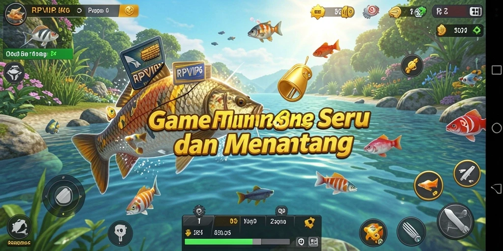 Tampilan gameplay RPVIP6 dengan berbagai lokasi memancing yang menarik.